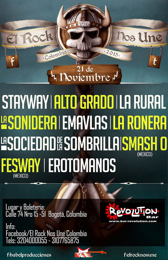 Afiche festival El Rock Nos Une Colombia