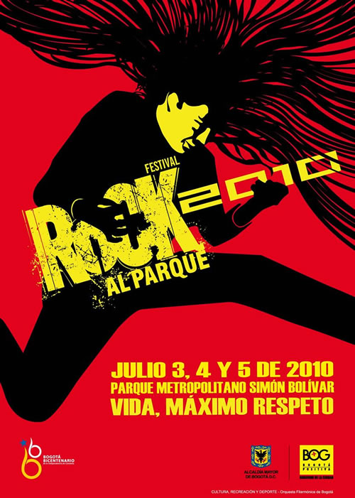 Afiche Oficial de Rock al Parque 2010 diseñado por Gerardo Malagón