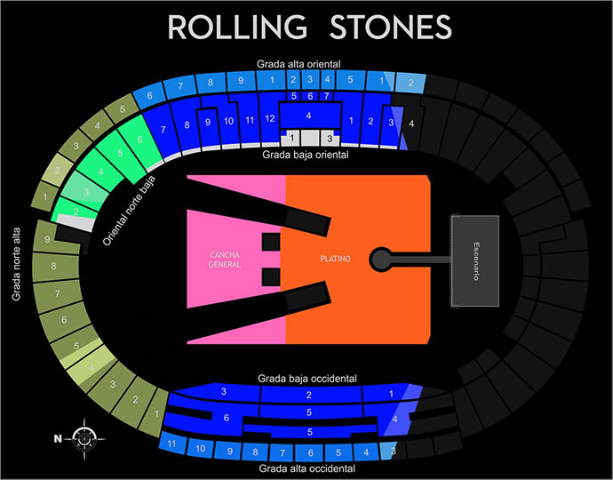 Mapa de ubicaciones Rolling Stones en Bogotá