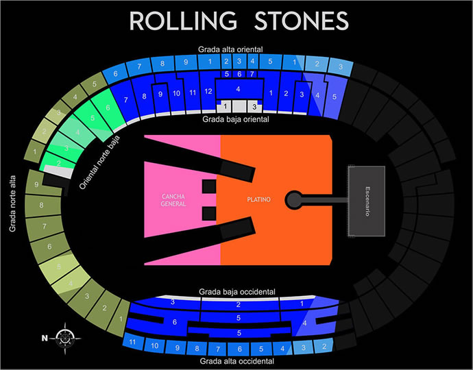 Ubicaciones de las localidades para The Rolling Stones en Bogotá