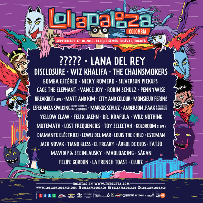 Este es el line up de Lollapalooza Colombia 2016