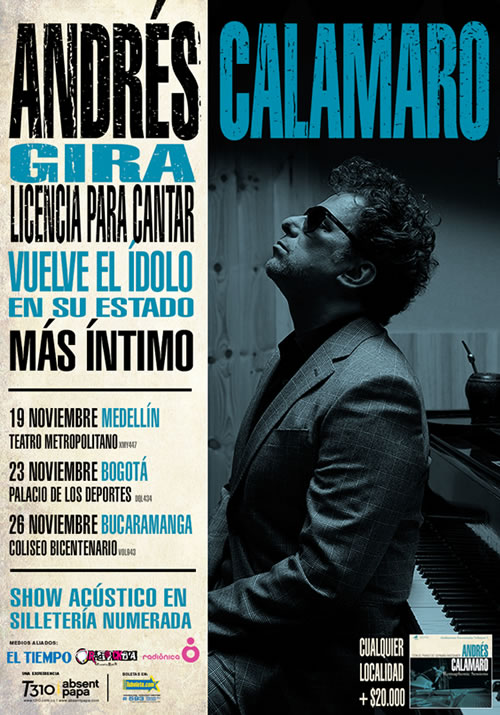 Afiche gira de Andrés Calamaro en Colombia