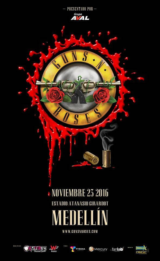 Afiche oficial Guns N´Roses en Medellín