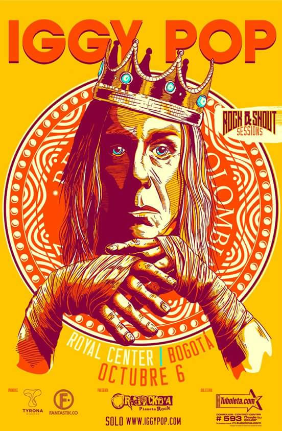 Afiche Oficial del concierto de Iggy Pop en Colombia