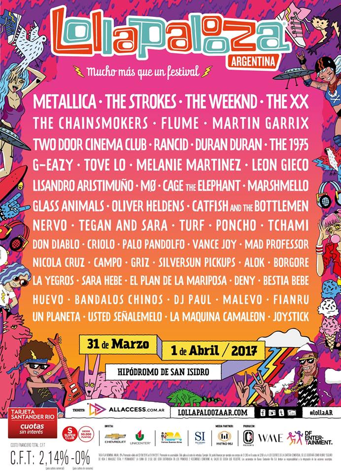 Afiche oficial Lollapalooza Argentina 2017