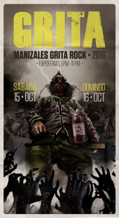 Afiche oficial Manizales Grita Rock 2016