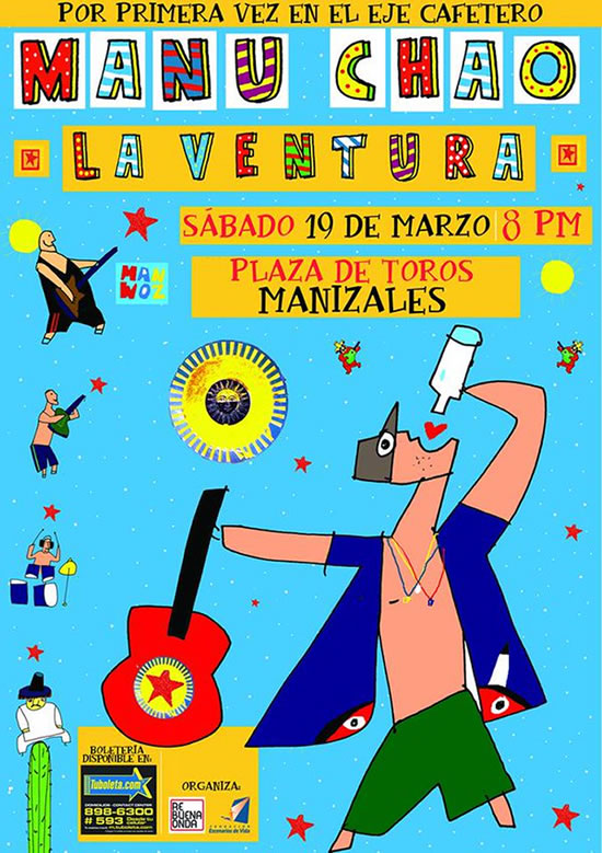 Afiche Manu Chao en Manizales