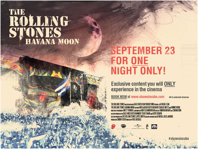 Afiche de presentacion en cines de The Rolling Stones Havana Moon
