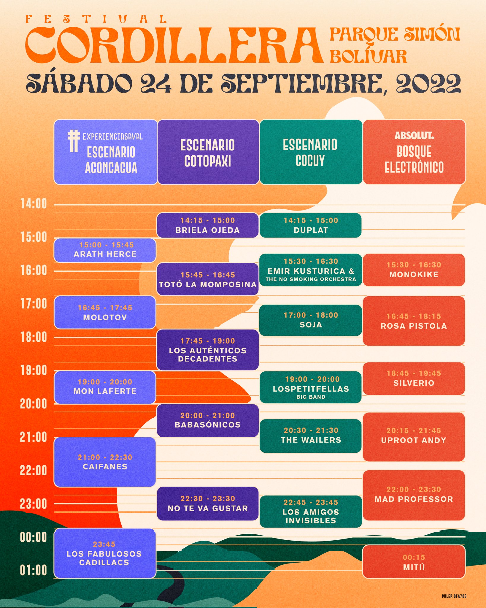 Horarios Festival Cordillera septiembre 24