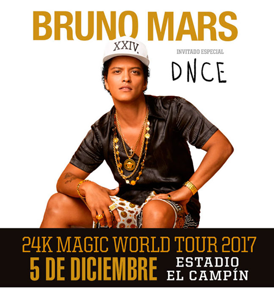 bruno mars bogota 2017 afiche - BRUNO MARS VISITARA EL PAIS