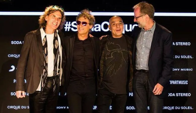 Francois Bouchard, Charly Alberti, Zeta Bosio y Charles Joron en la presentación de SodaCirque. Foto: El Comercio Perú.