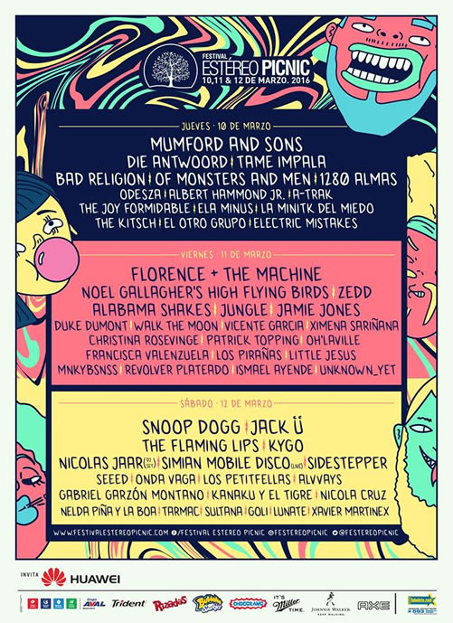 Afiche de Estéreo Picnic 2016 por días