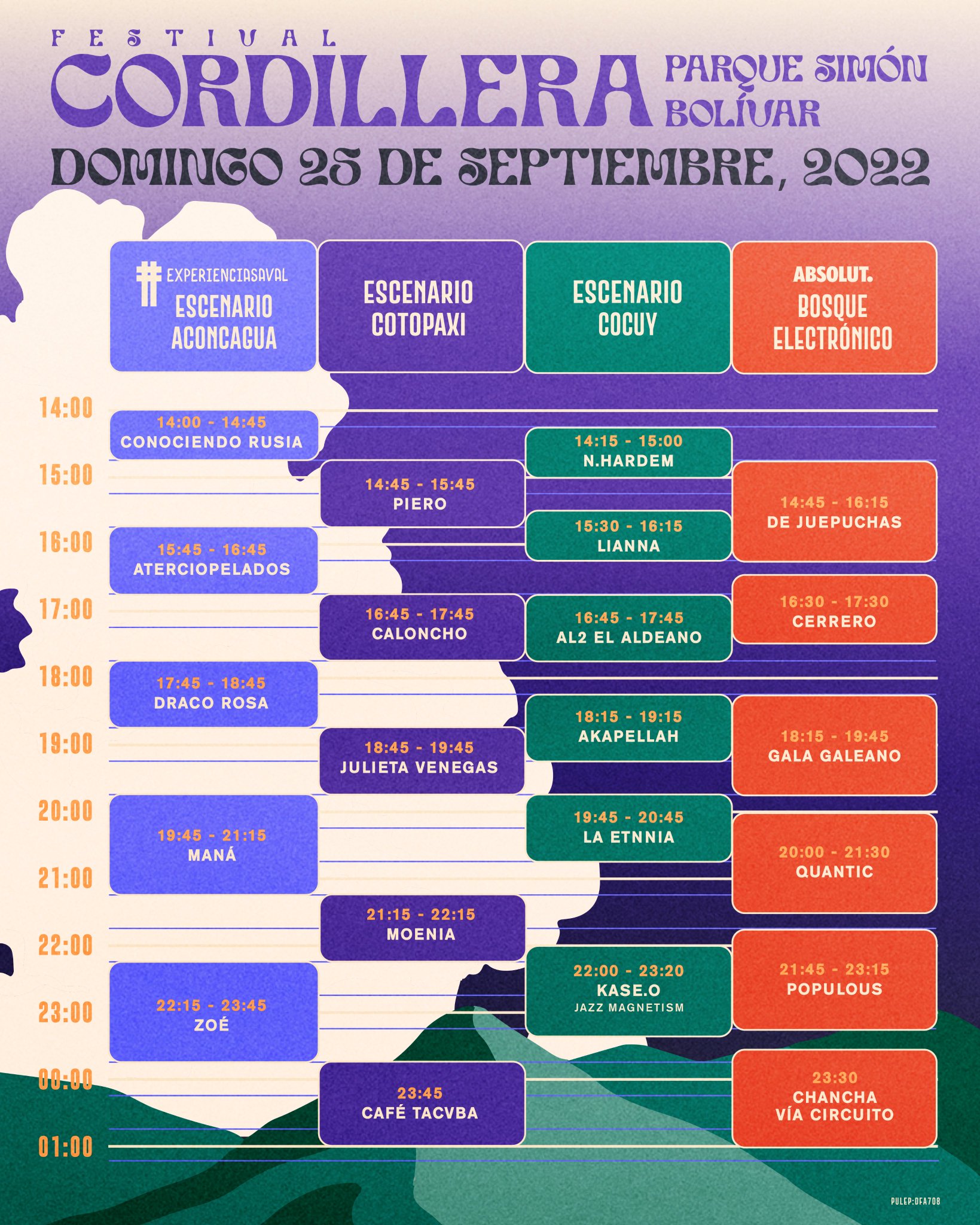 Horarios Festival Cordillera 25 de septiembre