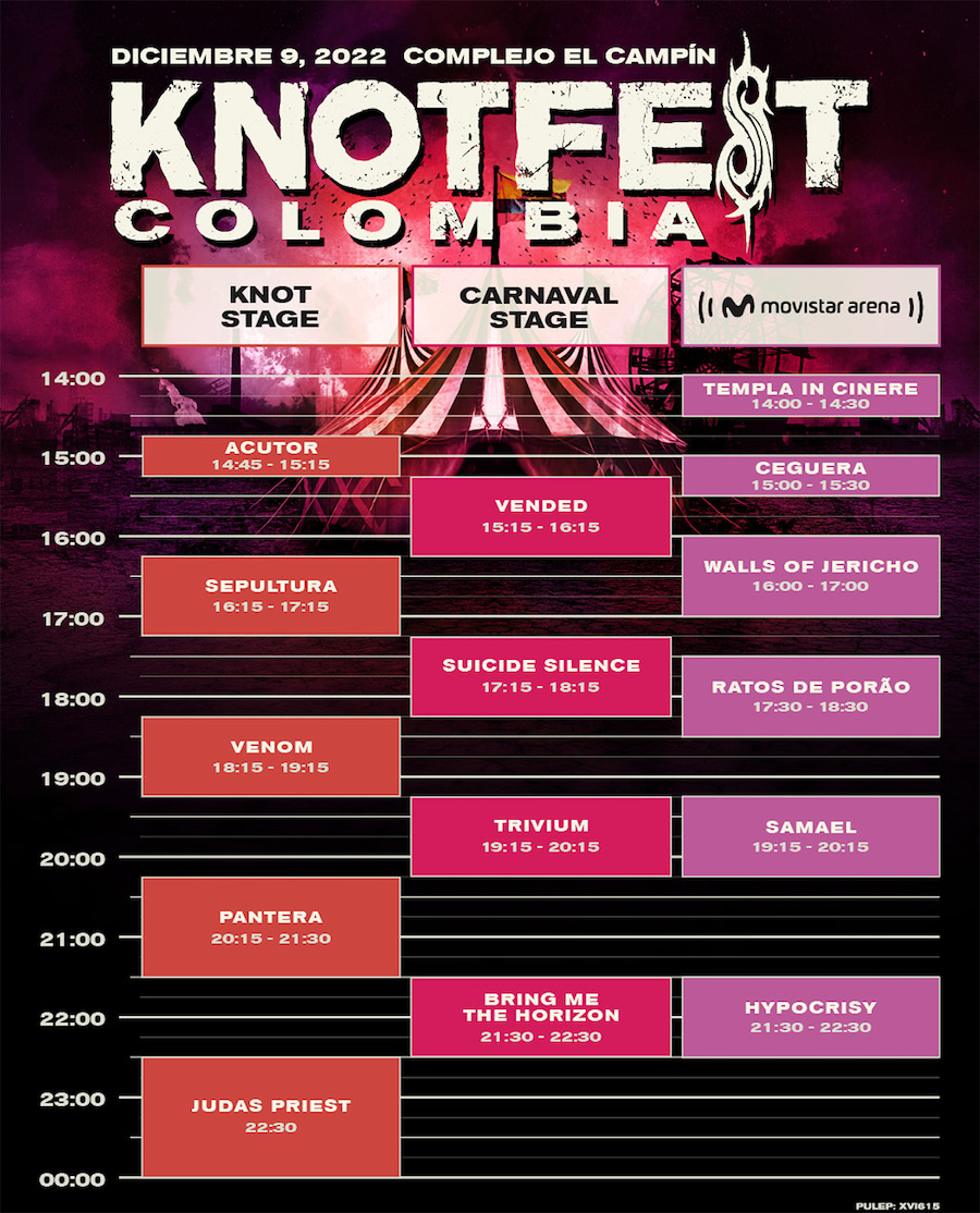 Horarios Knotfest Colombia 2022