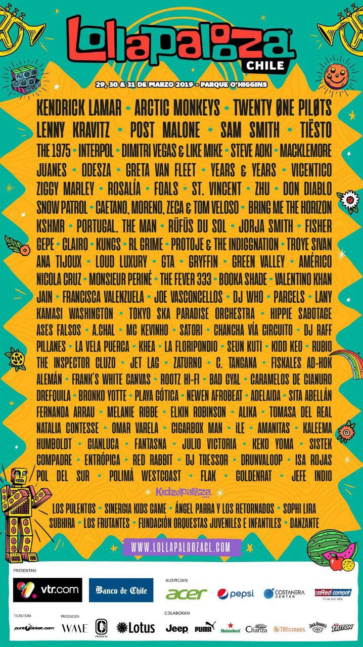 Cartel de Lollapalooza Chile 2019