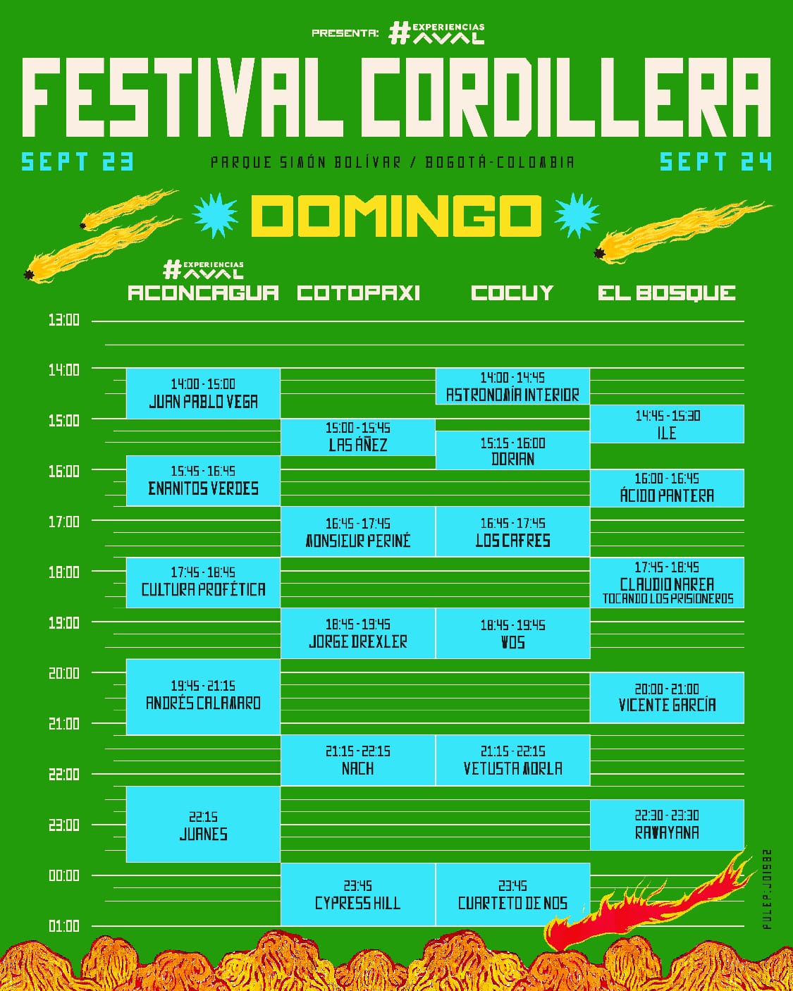 Horarios domingo 24 de septiembre - Festival Cordillera 2023