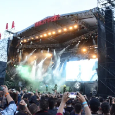 Arch Enemy en el escenario del Knotfest Colombia 2018. Ph. Felipe Rocha