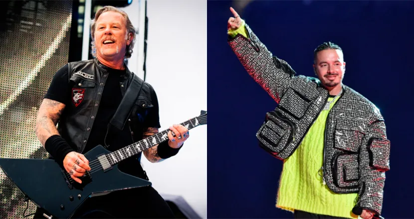 James Hetfield vocalista de Metallica y J Balvin James Hetfield vocalista de Metallica y J Balvin